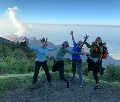CSB students near Santiaguito, an active volcano in Guatemala, Spring 2019.