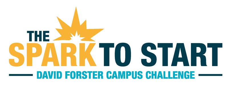 Logo for "The Spark to Start: David Forster Campus Challenge" featuring a yellow starburst graphic.