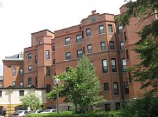 Teresa Hall, northwest facade, and part of the cloister walk