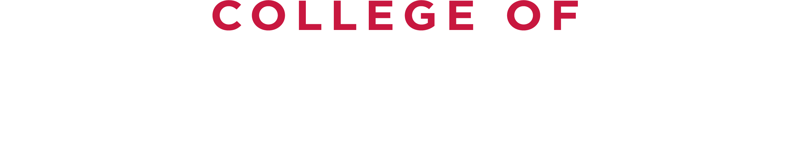 Logo of the College of Saint Benedict. The text "College of" is written in uppercase red letters while "Saint Benedict" is written below in large white letters against a black background.