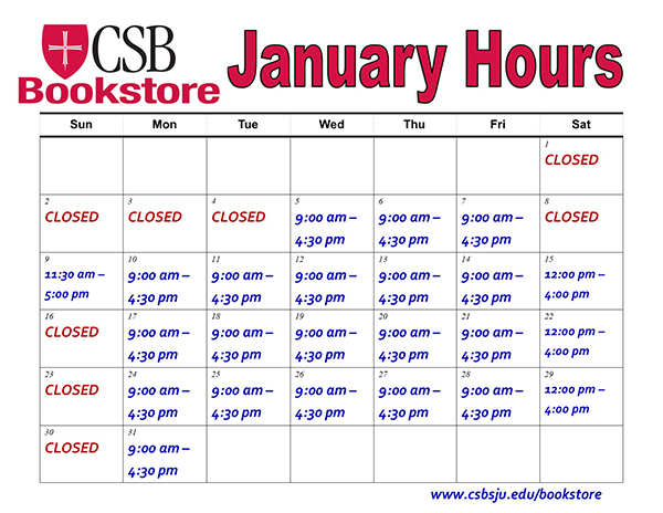 CSB January hours
