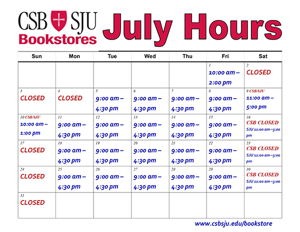 CSB July hours