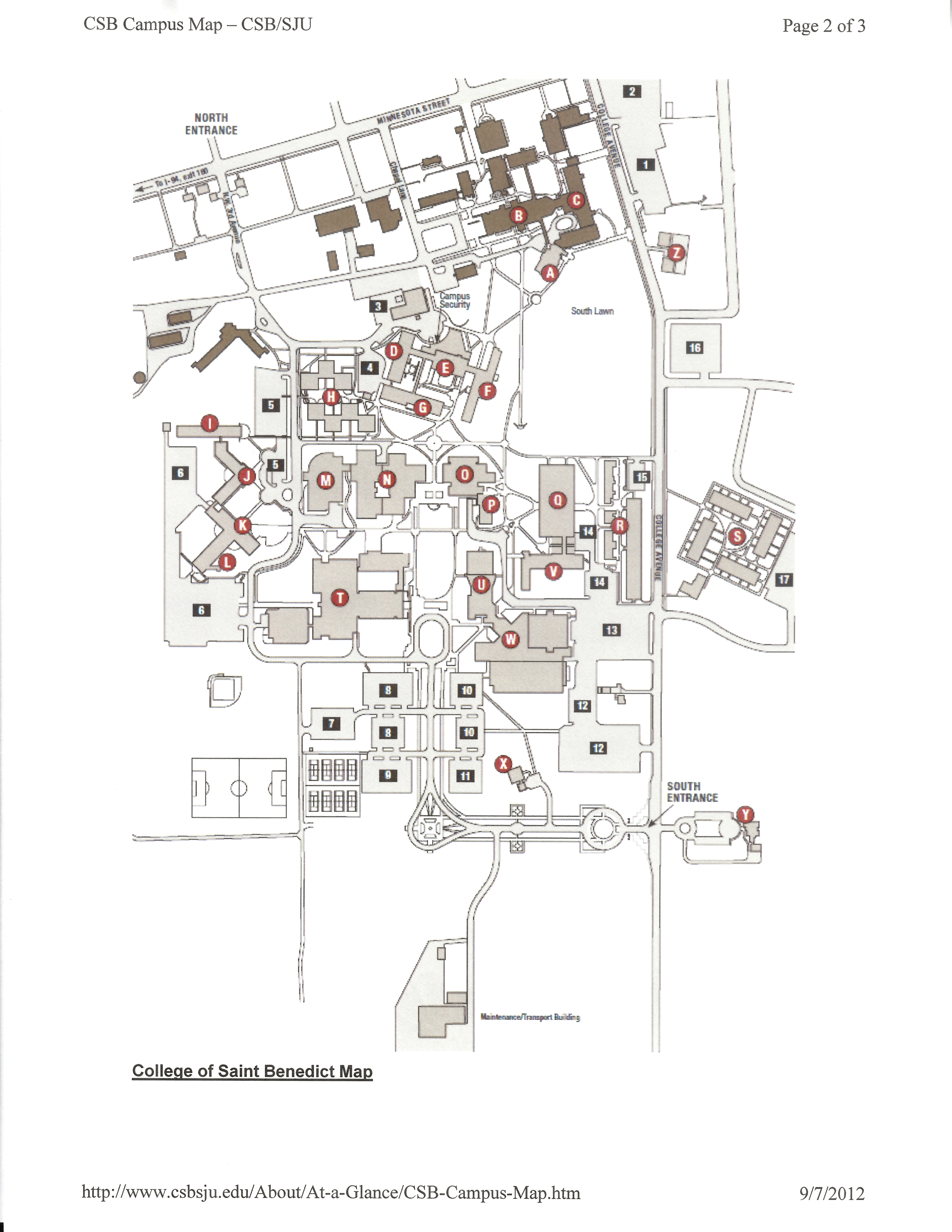 CSB campus map 2009