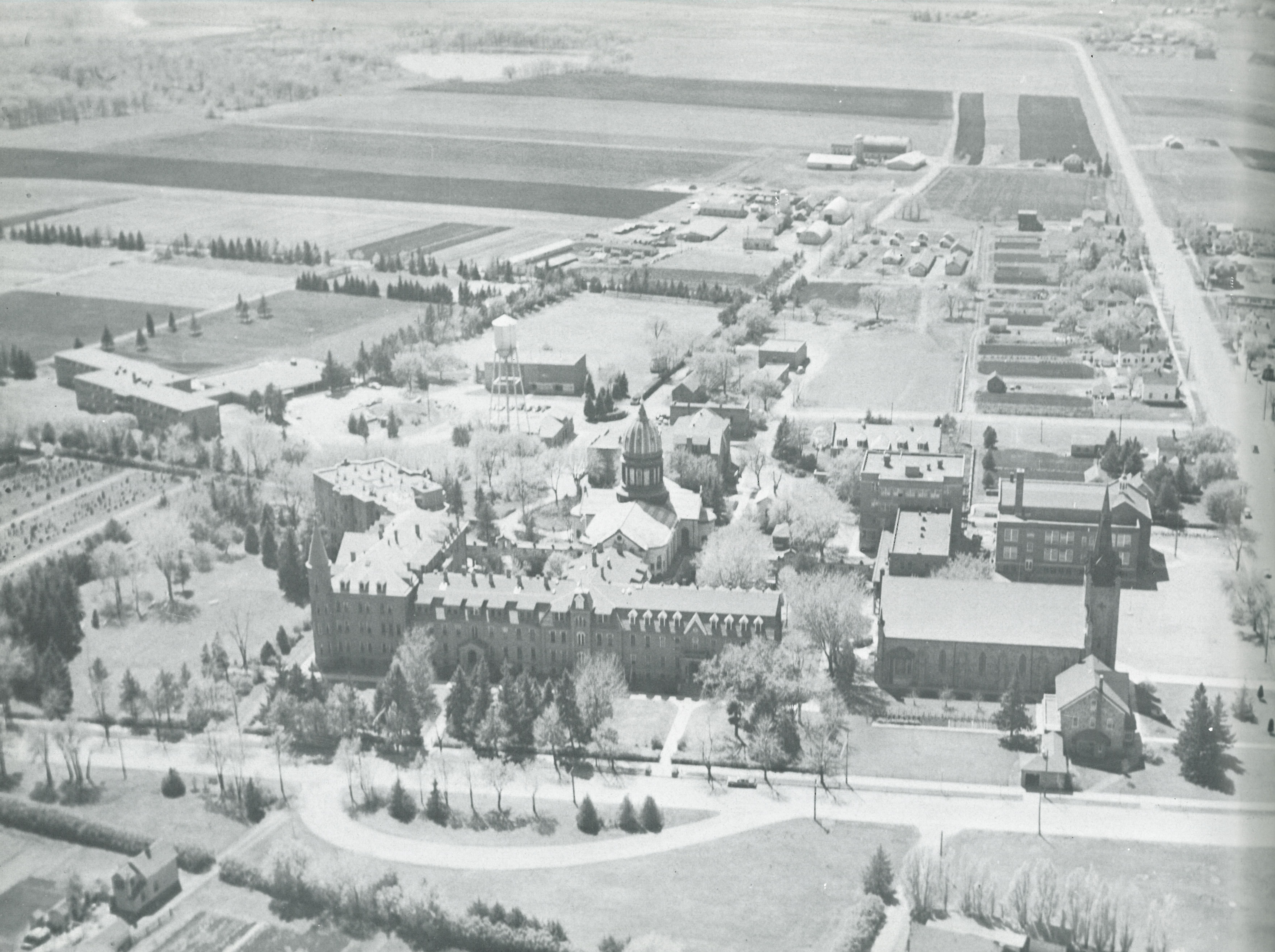 Aerial Photo of Main Building from Harvest (published in 1957)