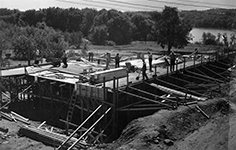 Construction of the New Power House. View from the bookbinding window. August 1945.