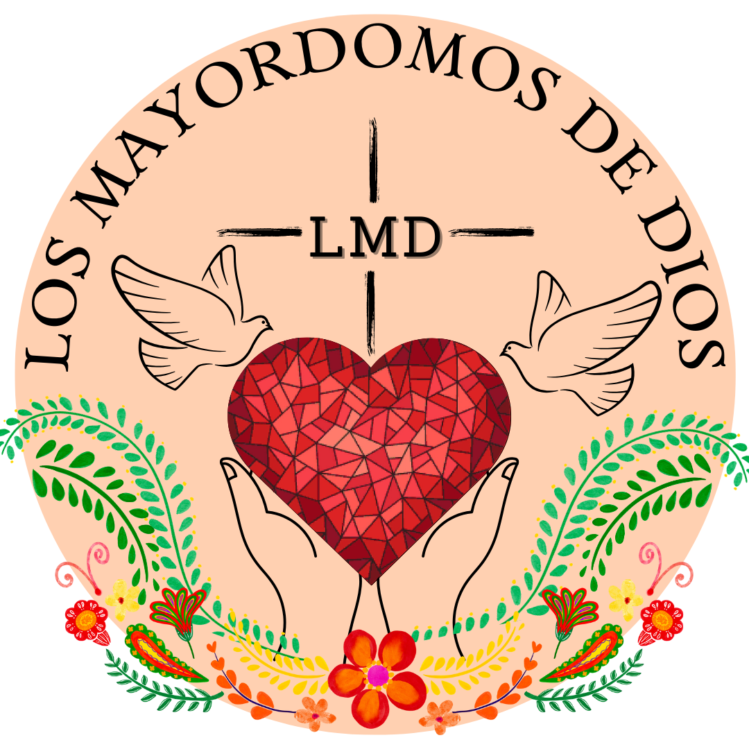 Logo with heart hands doves and greens