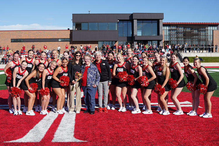 CKelly Anderson Diercks, Sister Lois Wedl, Laurie Hamen and the CSB dance team