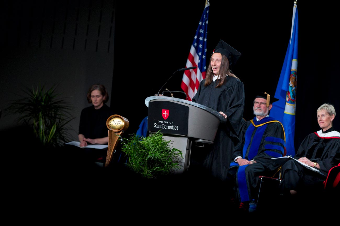 Julia Geller delivers student address