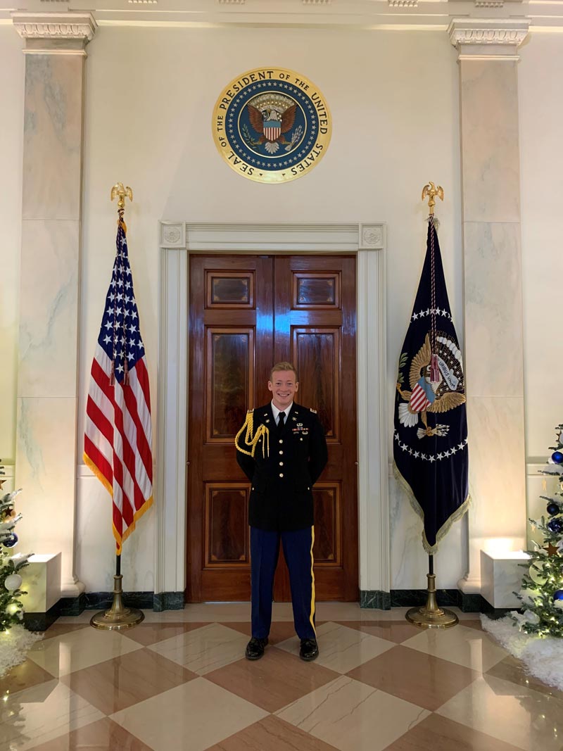 Capt. Michael Nelson outside the Oval Office