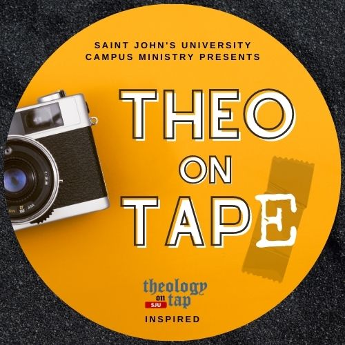 Theo on tape logo yellow and black lettering with words theo on tape with image of a camera