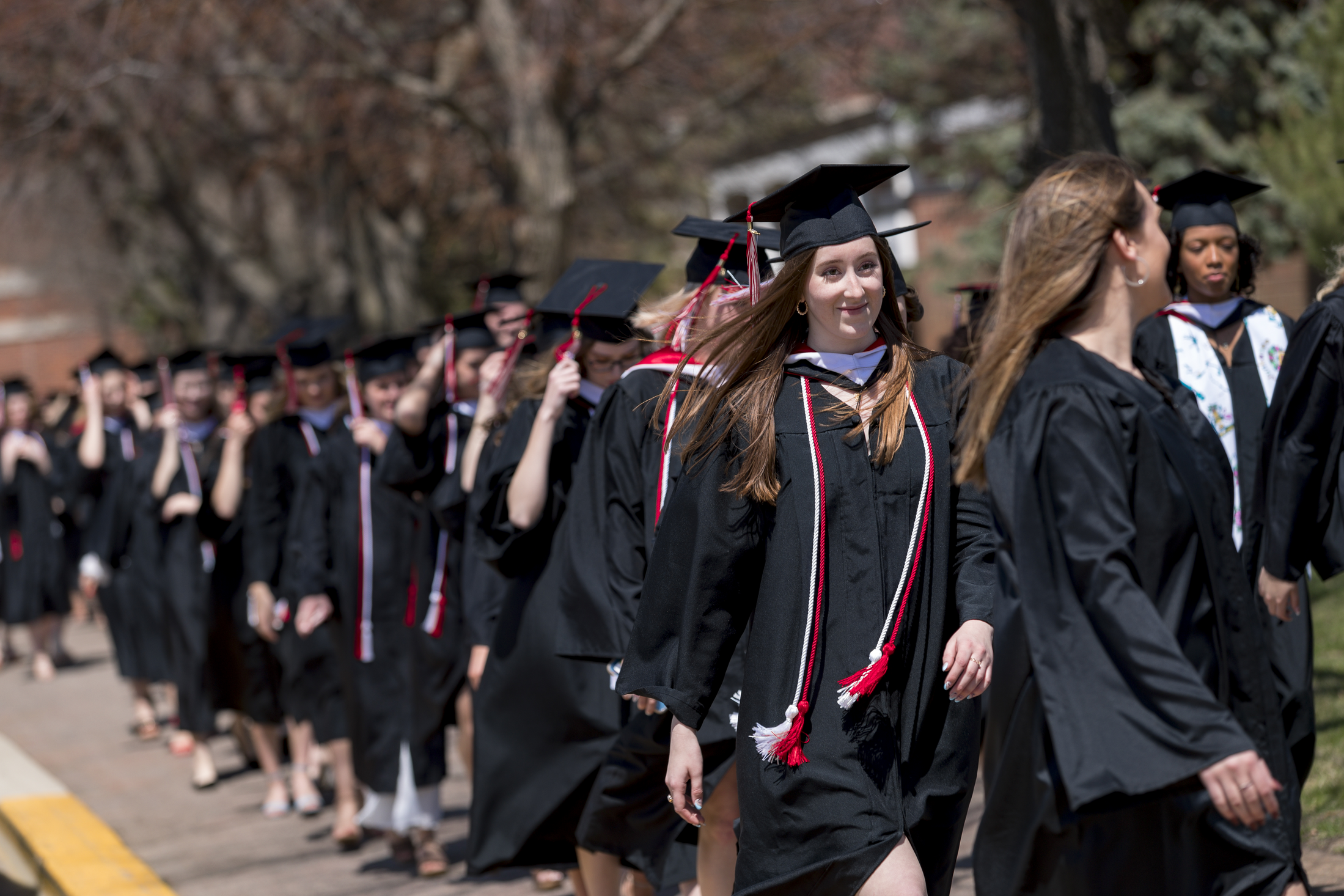 Saint Ben's students line up for their graduation walk. 