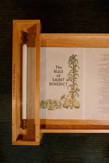 The Rule of Saint Benedict Scroll on display at CSB