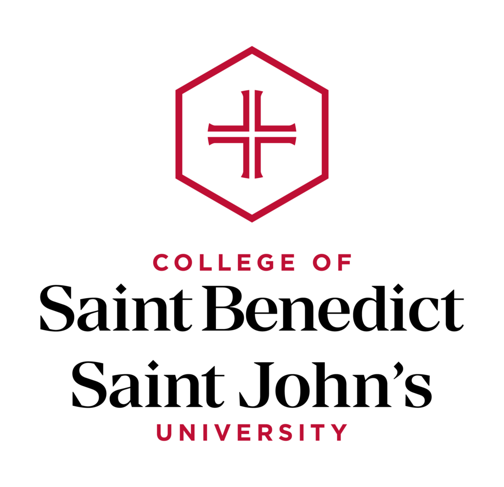 A red emblem with a cross inside a hexagon, followed by the text "College of University" in red capital letters, set against a black background.