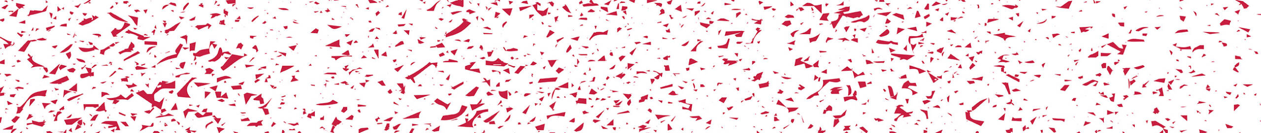 A white background speckled with numerous small red confetti-like pieces scattered throughout. The red pieces vary in shape, creating a textured, festive appearance.